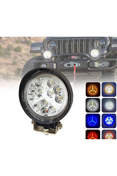 TEKNOCLUB Beyaz Sarı LED Çakarlı Yuvarlak Off Road Sis Farı Çalışma Lambası 3...