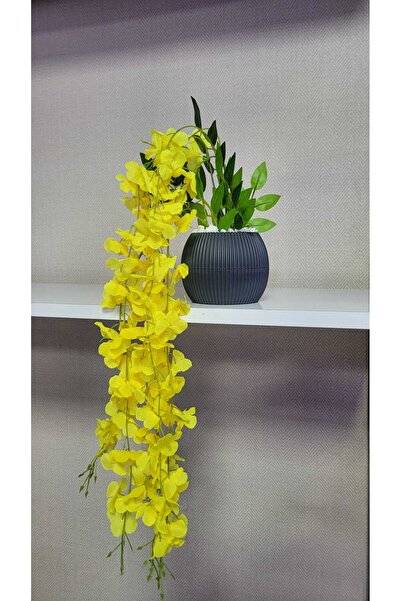 La bella bazar Artificial Flower Pendant in Pot Soft Color Acacia Pendant 5 Roots 70-80cm