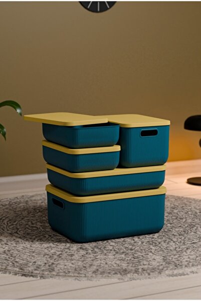 Çavdar Group 5 Parça Dolap Içi Düzenleyici Kapaklı Sepet Çorap Kıyafet Düzenl...