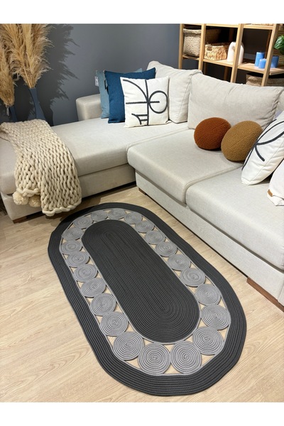 MaVaux Cookie Jüt Hasırlı El Örgüsü Kilim