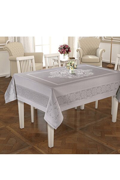 PW pink white home collection Jumbo Sıvı Geçirmez Kumaş Masa Örtüsü Gri