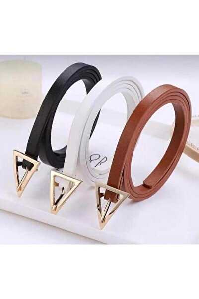 LİA KEMER 3'lü Üçgen Gold Tokalı Bağlamalı Kemer Bel Kemeri Ceket Kemeri Elbi...