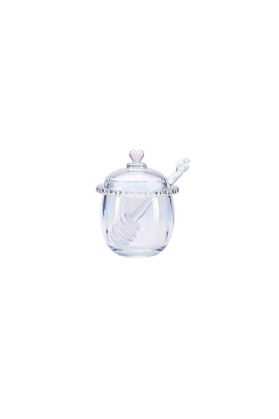 Karaca Rory Glass Honey Jar with Plastic Spoon