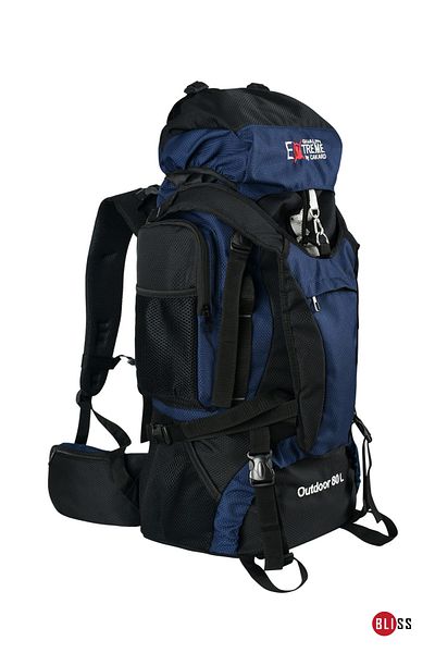 Bliss Geantă profesională de camping pentru alpinism, impermeabilă, albastru marin, cu suport pentru spate, 80+10 lt