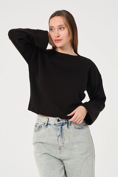 PUNKY CAT Pulover de tricotaj cu mâneci negru pentru femei
