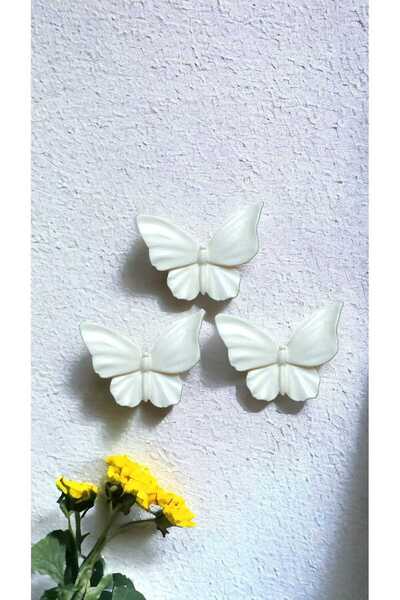 Homedec Kelebek Figür Buzdolabı Magnet 3 Adet 6x8 Cm (VERNİKLİ)