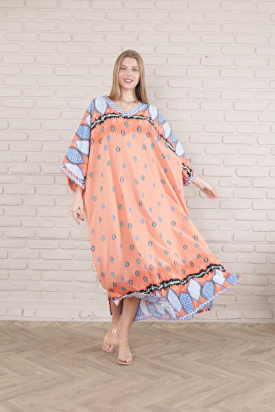 mervemoda Γυναικείο υφαντό φόρεμα μεγάλου μεγέθους