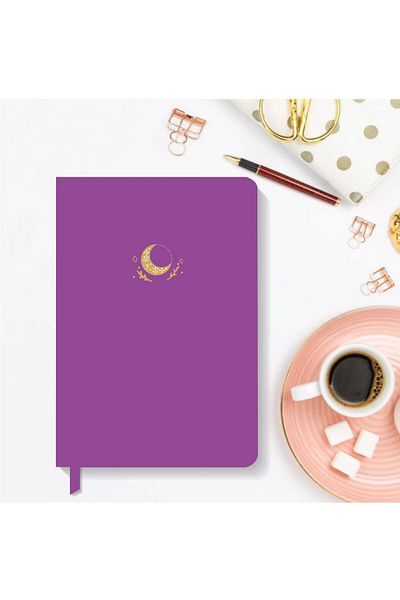 AKILLICA Notebook Hard Cover Dotted Notebook 13,5x20 Cm Hardcover Notebook Dark Violet