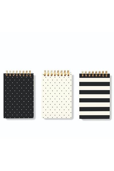 AKILLICA 3-Piece Unlined Notebook Set Notepad 8x16 Cm Black White