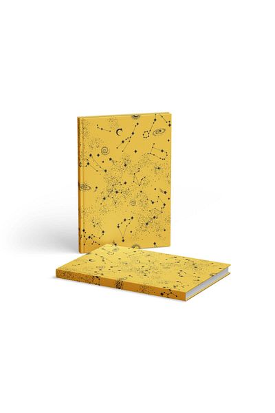 AKILLICA Striped Notebook Hard Cover with Ribbon 13x21 Cm Hardcover Notebook Yellow 2 Pieces