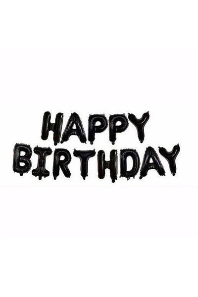 parti sürprizi Black Color Happy Birrtday Foil Balloon Set