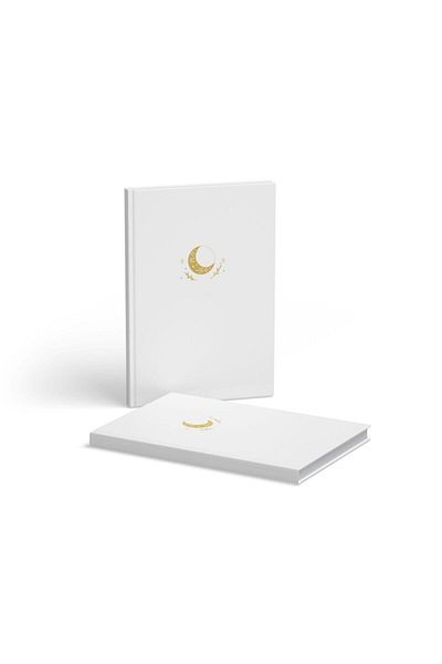 AKILLICA Dotted Notebook Hard Cover with Ribbon 13x21 Cm Hardcover Notebook White 2 Pieces