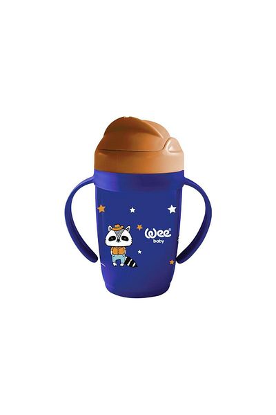 Wee Baby Friends Dark Blue 265 ML Glass with Straw