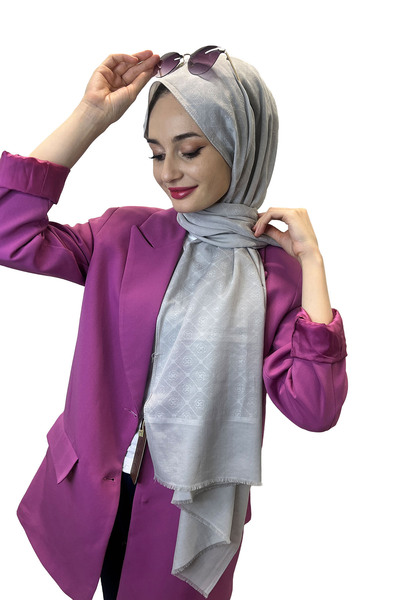 Aker Cotton Şal, Logo Desenli, Rahat Kullanım, Pamuklu Şal 1030800 Açık Gri