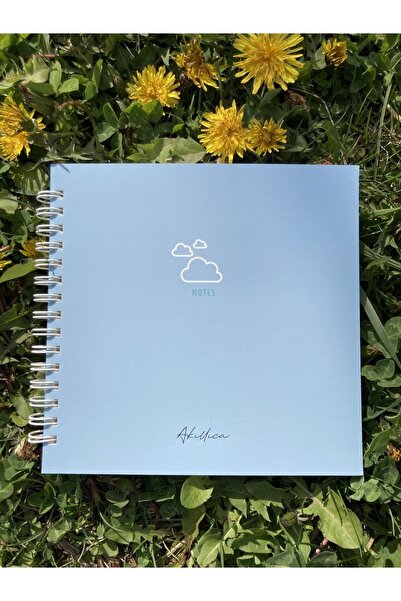 AKILLICA 15x15 Cm Kare Mavi Notebook Spiralli Defter Noktalı Defter