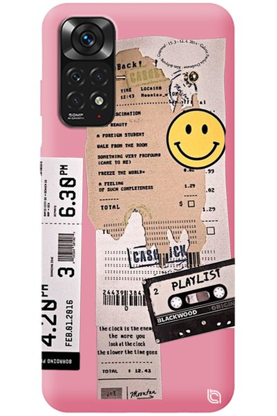 WANNA PROTECT Xiaomi Redmi Note 11S Pink Inside Velvet Playlist Patterned Sil...