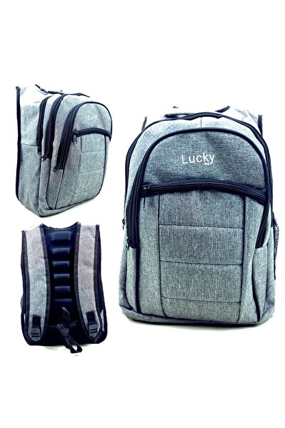 LUCKY BAG Four-Eye Gray School Bag Junior High School Bag Orthopedic Back Support Water-Repellent High School Bag