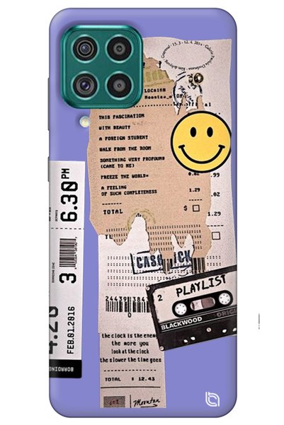 WANNA PROTECT Silicone Phone Case for Samsung A22 Lilac Velvet Playlist Pattern