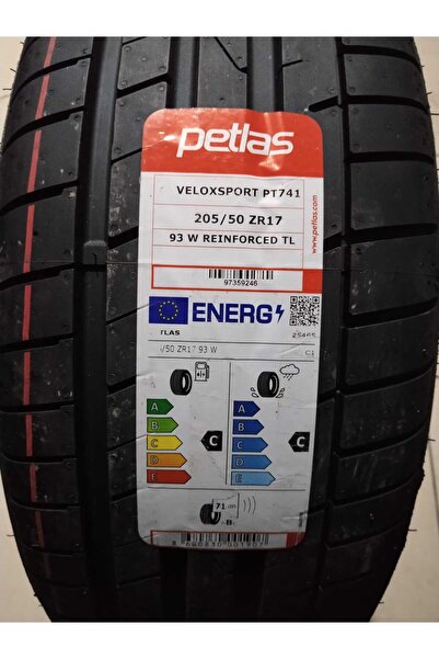 Petlas 205/50R17 93W REİNFORCED TL VELOXSPORT PT741 PETLAS YAZ LASTİĞİ 2023 Ü...