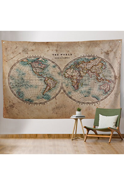 Harita Sepeti Zidna obloga Stara vintage mapa sveta Kvalitetna platna zidna T...