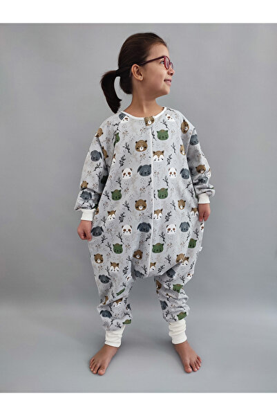 RUKİYE YAVUZ Pamuk Pazen حقيبة نوم للأطفال الرضع بأكمام طويلة وشتوية منقوشة ب...