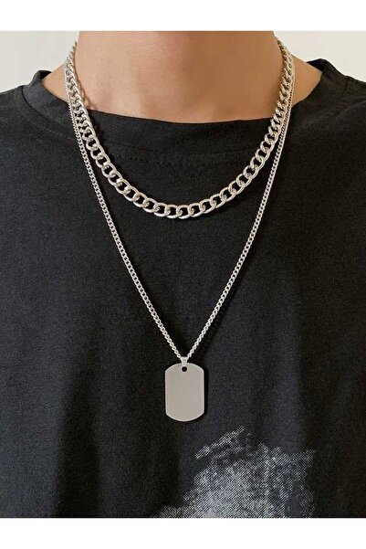 ESUSO 2Li 316l Titanıum Paslanmaz Çelik Erkek Künye Kolye ,Erkek Kolye