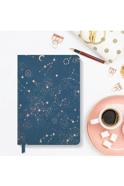 AKILLICA Notebook Striped Hard Cover Notebook 13x21 Cm Hardcover Notebook Dark Blue