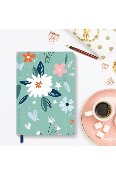 AKILLICA Notebook Çizgili Sert Kapak Defter 13x21 Cm Hardcover Notebook Flower