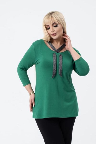 sinemisxxl Women's Green Collar Detailed Plus Size Viscose Blouse