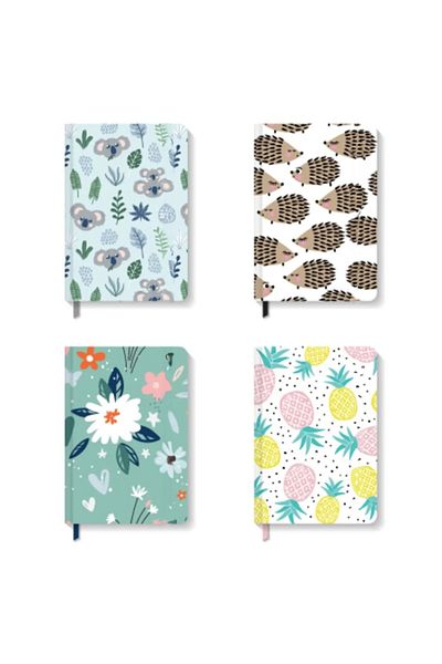 AKILLICA 4-Piece Notebook Set Lined Hard Cover Notebook 13x21 Cm Hardcover Notebook Cool Series