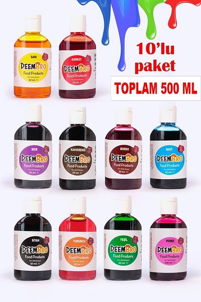 DEEMBRO Food Coloring Set 10 Pieces 10 Colors 50 ml X 10 Pieces Total 500 ml Water Based Liquid Food Colors
