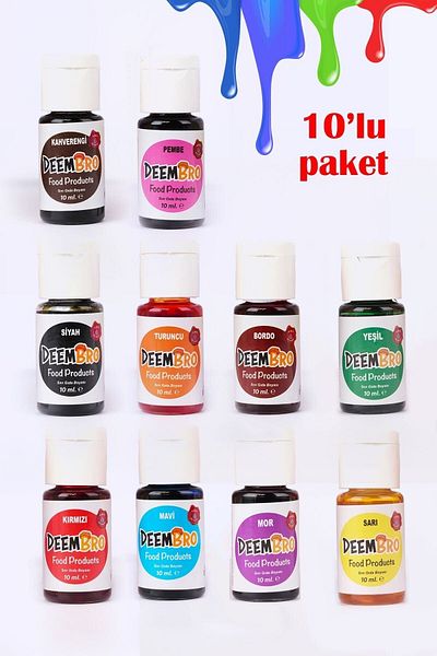 DEEMBRO Food Coloring Set 10 Pieces 10 Colors 10 ml X 10 Pieces Water Based Liquid Food Colors Set of 10