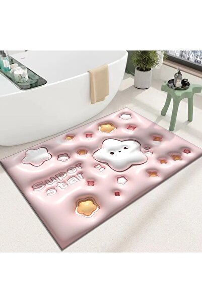 isgstore İsgstore 3 Boyutlu ORTA BOY 68 x 43 cm Su Emici Banyo Paspas Kaymaz ...