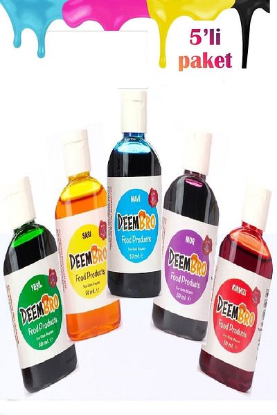 DEEMBRO Food Color Set 5 Pieces 5 Colors 50 ml X 5 Pieces Total 250 ml Liquid Food Colors Liquid Food Coloring