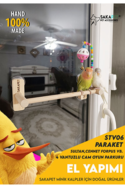 SAKAPET Glass Playground with 4 Suction Cups - Heaven Forpus Budgie