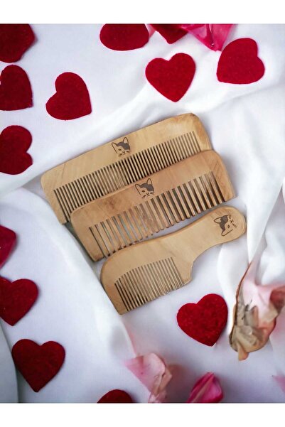 Ayana Cosmetic مجموعة مشط خشبية من آيانا أكاسيا مكونة من 3 قطع، سلسلة زاوية