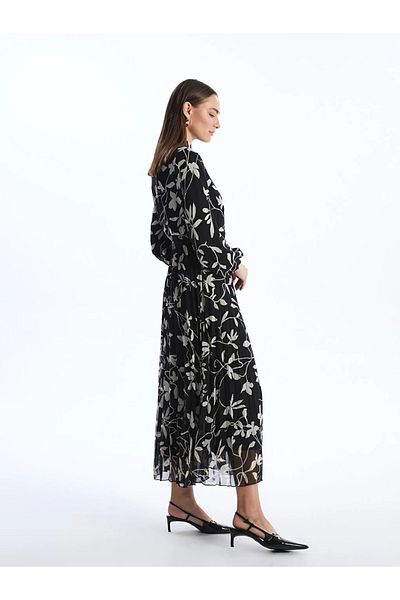 LC Waikiki LCWAIKIKI Classic Shirt Collar Floral Long Sleeve Women's Dress