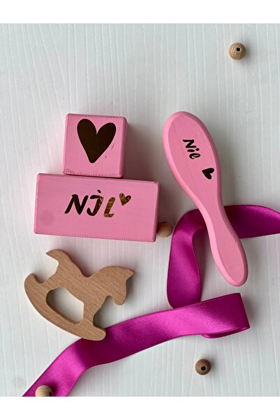 mogokids Pembe isim küpü ve tarak 2li set