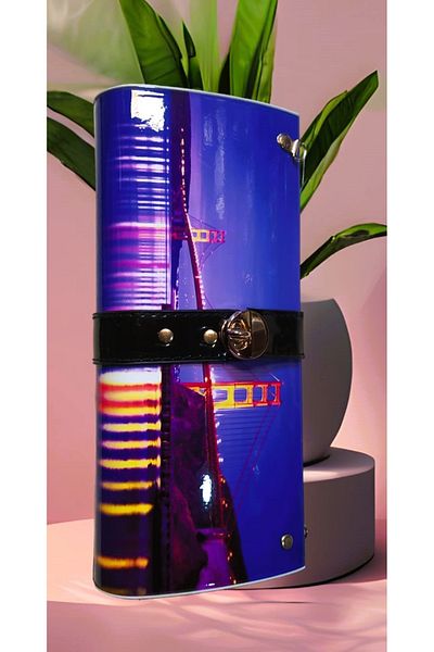 MONİCATİME Geantă pentru rochie de seară cu lanț ilustrat City (carcasă de plastic de lungă durată)