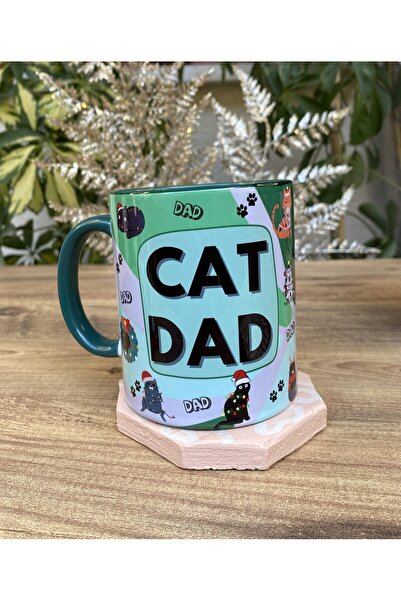 City Glow Cat Dad Yeşil Erkek Hediyelik Kupa Bardak