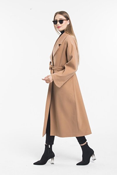 Pitti Women's Camel Oversize Long Coat 70594