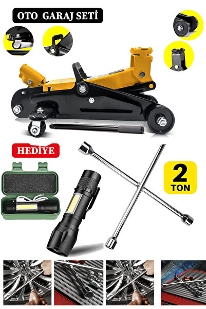 Genel Markalar 2000Kg Kapasiteli Tekerlekli Araç Krikosu Hidrolik Kriko + 4'l...