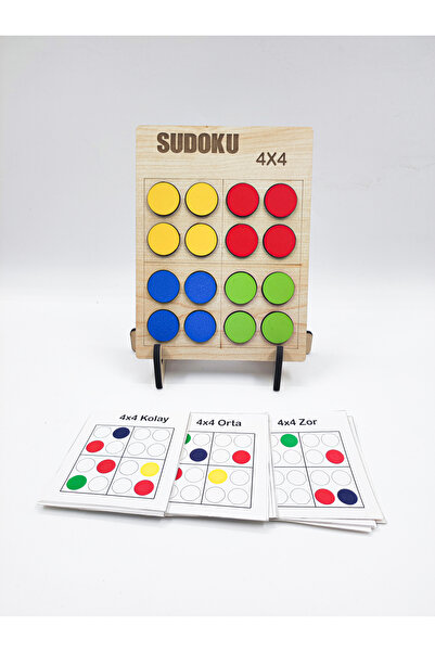 İCONS Montessori Renkli Sudoku 4x4 Kolay 20 Oyun Kartı
