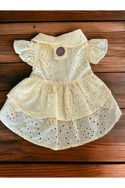 Bi Dolap Ponçik Yellow Scallop Fabric Cat Dog Clothes & Dress