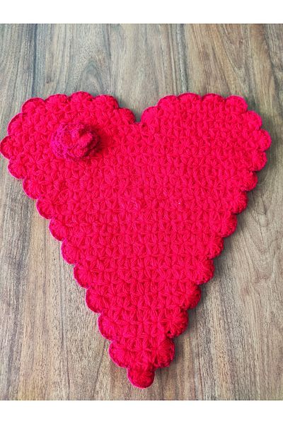 HANIMKIZ Hand Knitted Dowry Red Heart Fiber