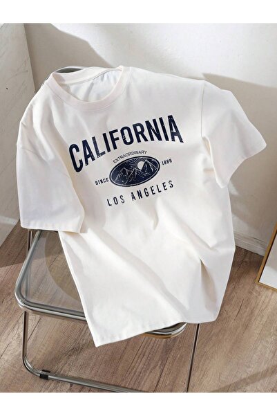 Jose Clothing Μπλουζάκι Unisex Λευκό εμπριμέ από οργανικό βαμβάκι Oversize Cut