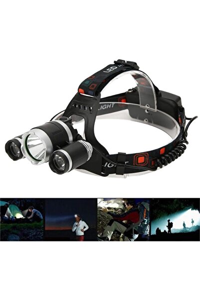 TAREZ GP-363 Şarjlı Kafa Lambası, 3 Başlıklı CREE T6 LED 1000 Lümen