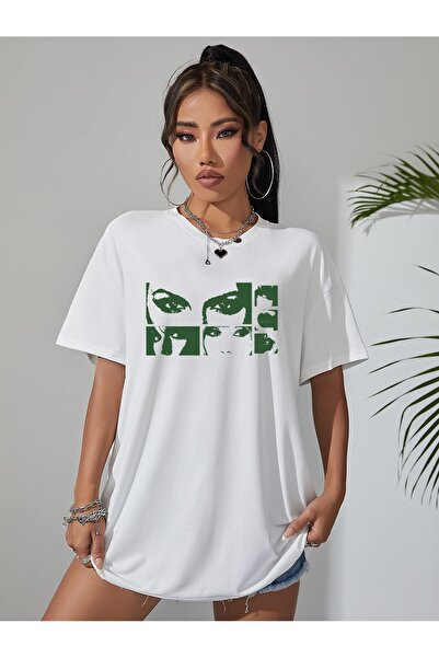 Jose Clothing Μπλουζάκι Unisex Λευκό εμπριμέ από οργανικό βαμβάκι Oversize Cut