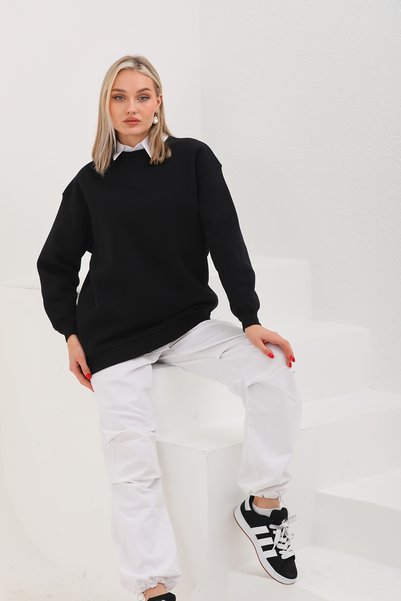 Batı Styling Ice Crew Neck Oversize Sweatshirt