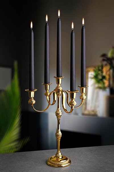 Elen Hediyelik شمعدان ذهبي بخمسة أذرع